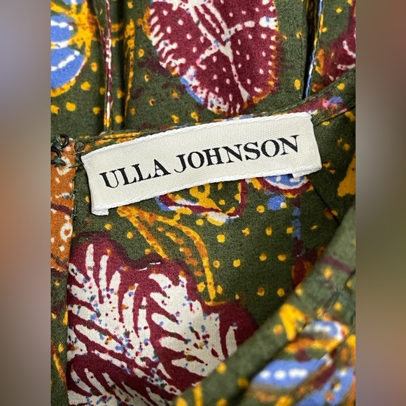 Ulla Johnson Devya Green MultiColor Floral Puff Sleeve Ruffle Shift Dress Size 6 - Picture 7 of 10